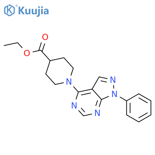 ethyl 1-{1-phenyl-1H-pyrazolo3,4-dpyrimidin-4-yl}piperidine-4-carboxylate structure