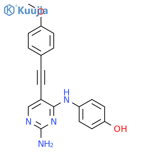 Phenol, 4-[[2-amino-5-[(4-methoxyphenyl)ethynyl]-4-pyrimidinyl]amino]- structure