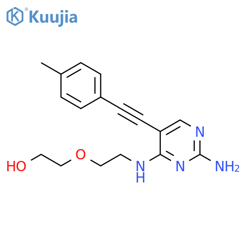 Ethanol,2-[2-[[2-amino-5-[(4-methylphenyl)ethynyl]-4-pyrimidinyl]amino]ethoxy]- structure