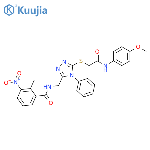 N-{5-({(4-methoxyphenyl)carbamoylmethyl}sulfanyl)-4-phenyl-4H-1,2,4-triazol-3-ylmethyl}-2-methyl-3-nitrobenzamide structure