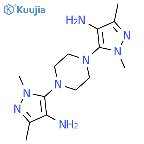 1H-PYRAZOL-4-AMINE, 5,5'-(1,4-PIPERAZINEDIYL)BIS[1,3-DIMETHYL- structure