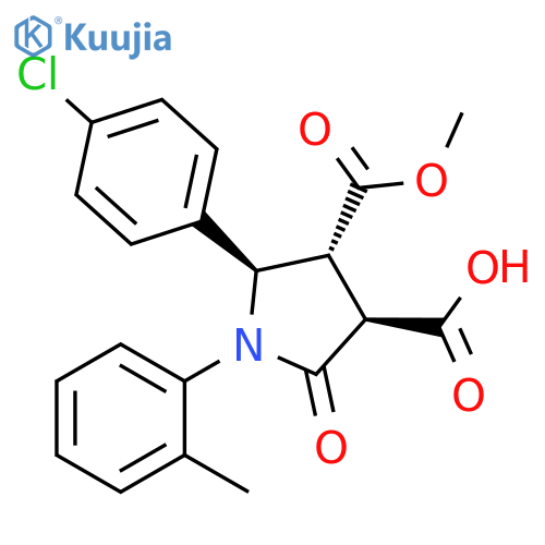 3,4-Pyrrolidinedicarboxylic acid,2-(4-chlorophenyl)-1-(2-methylphenyl)-5-oxo-, 3-methyl ester,(2R,3R,4R)-rel- structure