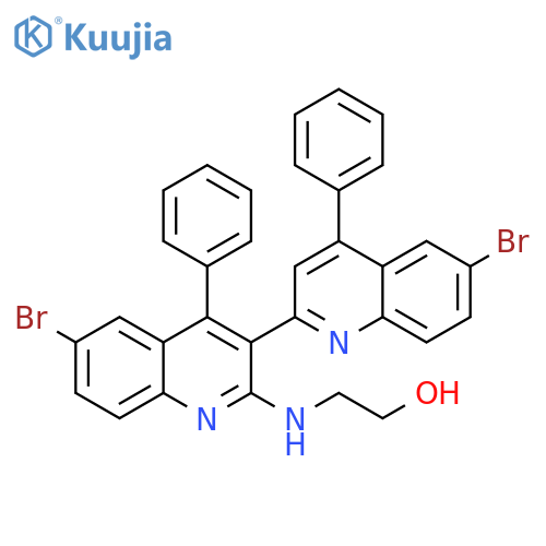 2-({6,6'-dibromo-4,4'-diphenyl-2,3'-biquinoline-2'-yl}amino)ethan-1-ol structure