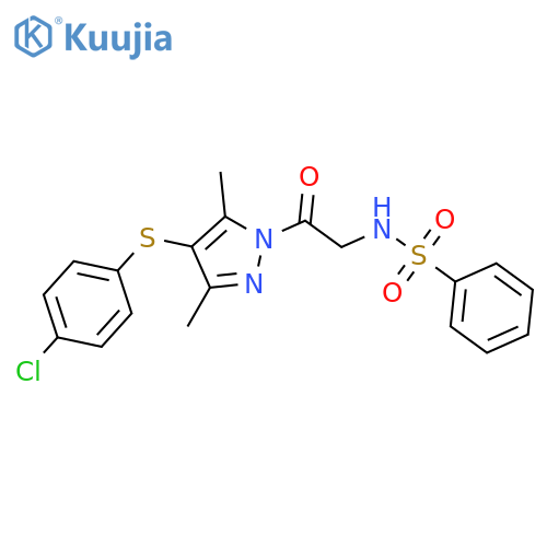 N-(2-{4-(4-chlorophenyl)sulfanyl-3,5-dimethyl-1H-pyrazol-1-yl}-2-oxoethyl)benzenesulfonamide structure