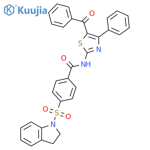 N-(5-benzoyl-4-phenyl-1,3-thiazol-2-yl)-4-(2,3-dihydro-1H-indole-1-sulfonyl)benzamide structure