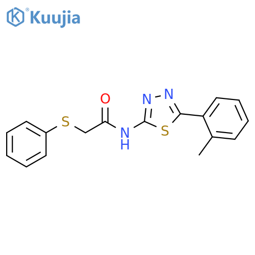 N-5-(2-methylphenyl)-1,3,4-thiadiazol-2-yl-2-(phenylsulfanyl)acetamide structure