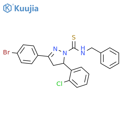N-benzyl-3-(4-bromophenyl)-5-(2-chlorophenyl)-4,5-dihydro-1H-pyrazole-1-carbothioamide structure