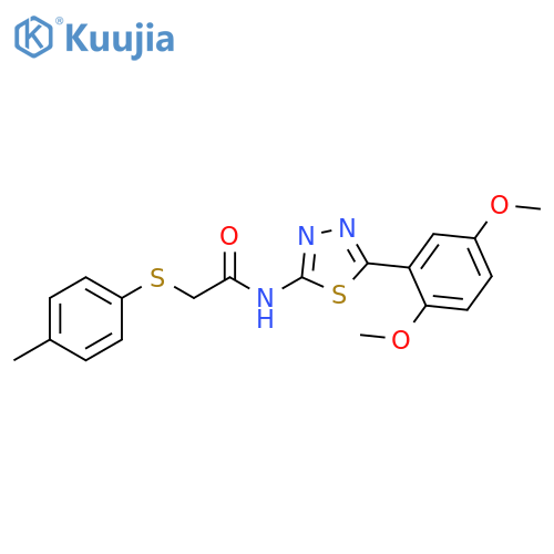 N-5-(2,5-dimethoxyphenyl)-1,3,4-thiadiazol-2-yl-2-(4-methylphenyl)sulfanylacetamide structure