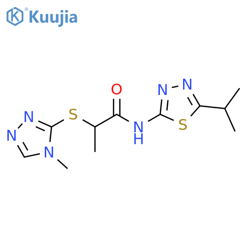 2-(4-methyl-4H-1,2,4-triazol-3-yl)sulfanyl-N-5-(propan-2-yl)-1,3,4-thiadiazol-2-ylpropanamide structure