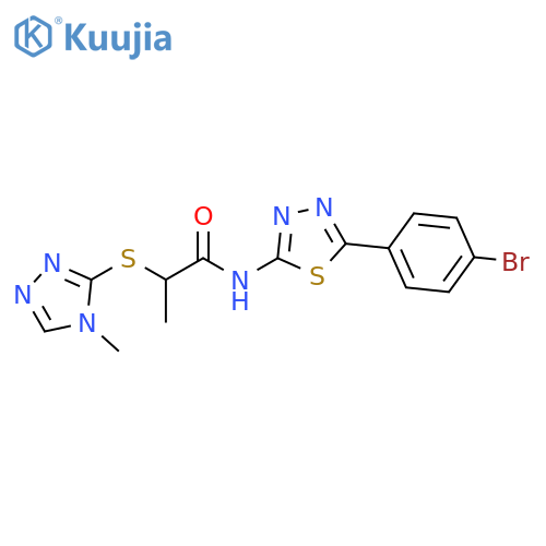 N-5-(4-bromophenyl)-1,3,4-thiadiazol-2-yl-2-(4-methyl-4H-1,2,4-triazol-3-yl)sulfanylpropanamide structure