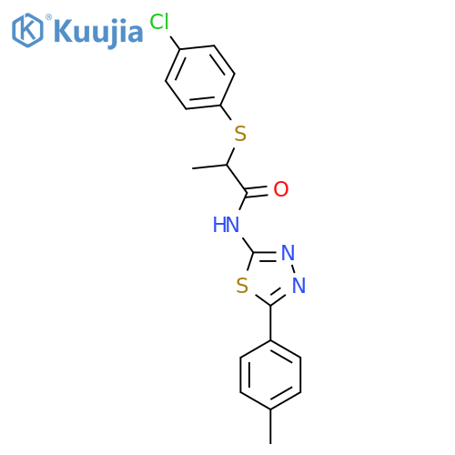 2-(4-chlorophenyl)sulfanyl-N-5-(4-methylphenyl)-1,3,4-thiadiazol-2-ylpropanamide structure