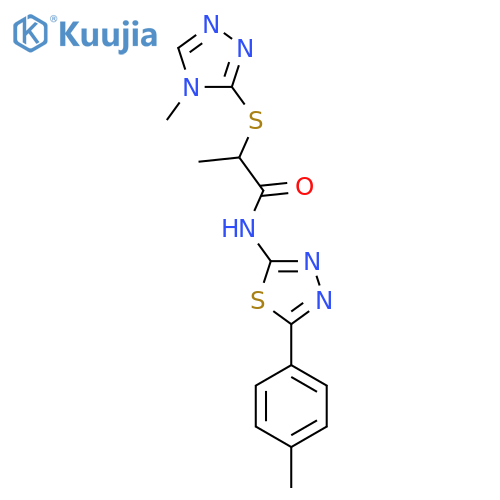 2-(4-methyl-4H-1,2,4-triazol-3-yl)sulfanyl-N-5-(4-methylphenyl)-1,3,4-thiadiazol-2-ylpropanamide structure