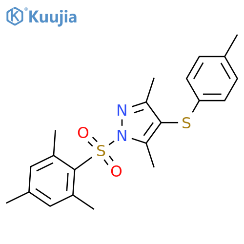 3,5-dimethyl-4-(4-methylphenyl)sulfanyl-1-(2,4,6-trimethylbenzenesulfonyl)-1H-pyrazole structure