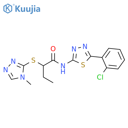 N-[5-(2-chlorophenyl)-1,3,4-thiadiazol-2-yl]-2-[(4-methyl-4H-1,2,4-triazol-3-yl)sulfanyl]butanamide structure