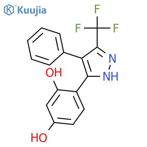 4-4-phenyl-5-(trifluoromethyl)-1H-pyrazol-3-ylbenzene-1,3-diol structure