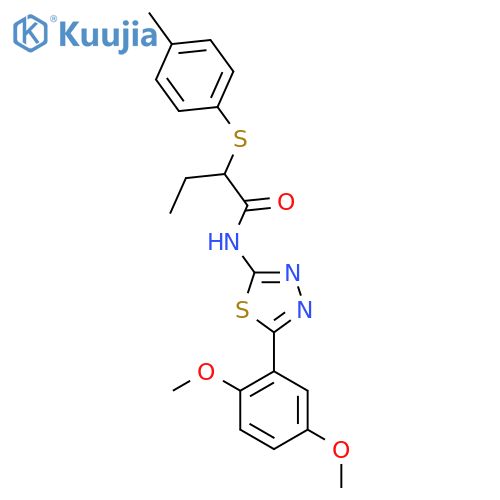 N-5-(2,5-dimethoxyphenyl)-1,3,4-thiadiazol-2-yl-2-(4-methylphenyl)sulfanylbutanamide structure