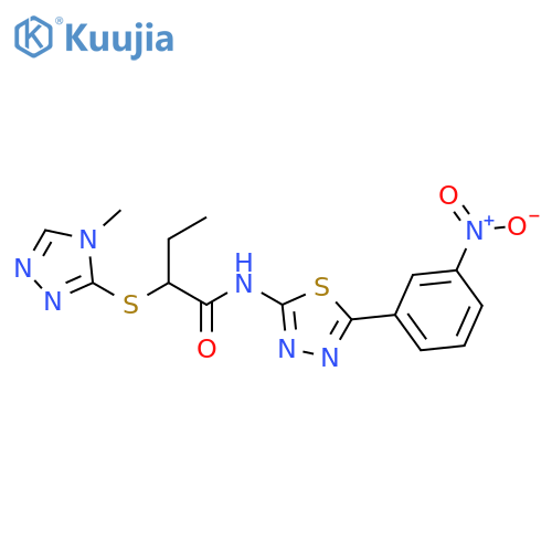 2-[(4-methyl-4H-1,2,4-triazol-3-yl)sulfanyl]-N-[5-(3-nitrophenyl)-1,3,4-thiadiazol-2-yl]butanamide structure