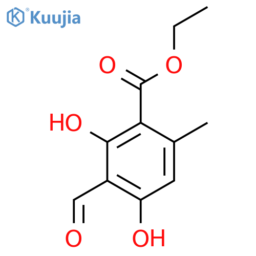 Benzoic acid, 3-formyl-2,4-dihydroxy-6-methyl-, ethyl ester structure