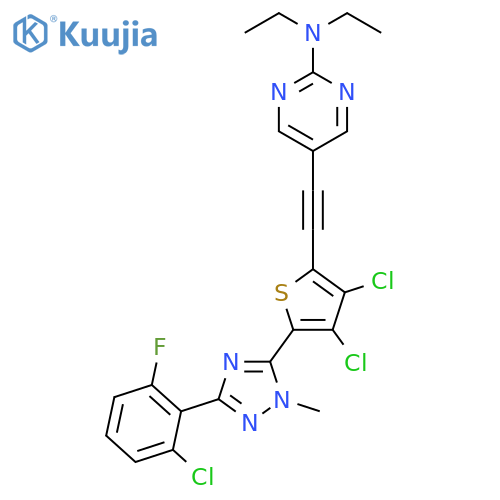 2-Pyrimidinamine,5-[[3,4-dichloro-5-[3-(2-chloro-6-fluorophenyl)-1-methyl-1H-1,2,4-triazol-5-yl]-2-thienyl]ethynyl]-N,N-diethyl- structure
