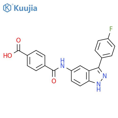 Benzoic acid, 4-[[[3-(4-fluorophenyl)-1H-indazol-5-yl]amino]carbonyl]- structure