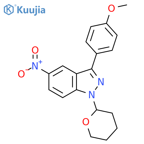 1H-Indazole, 3-(4-methoxyphenyl)-5-nitro-1-(tetrahydro-2H-pyran-2-yl)- structure