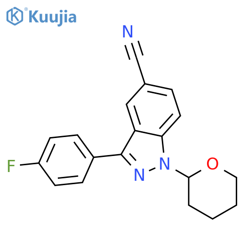 3-(4-fluorophenyl)-1-(oxan-2-yl)indazole-5-carbonitrile structure
