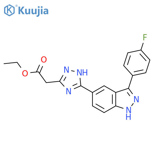 1H-1,2,4-Triazole-3-acetic acid, 5-[3-(4-fluorophenyl)-1H-indazol-5-yl]-,ethyl ester structure