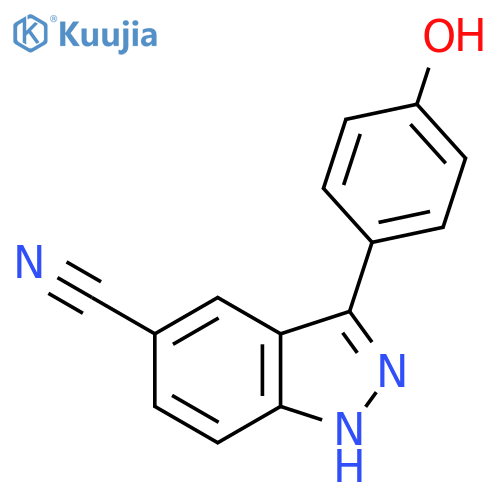 1H-Indazole-5-carbonitrile, 3-(4-hydroxyphenyl)- structure