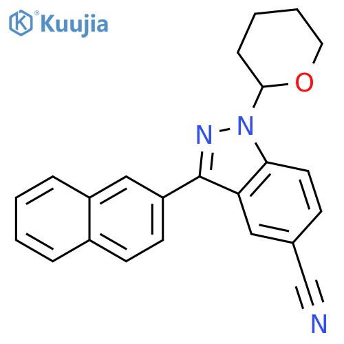 1H-Indazole-5-carbonitrile,3-(2-naphthalenyl)-1-(tetrahydro-2H-pyran-2-yl)- structure