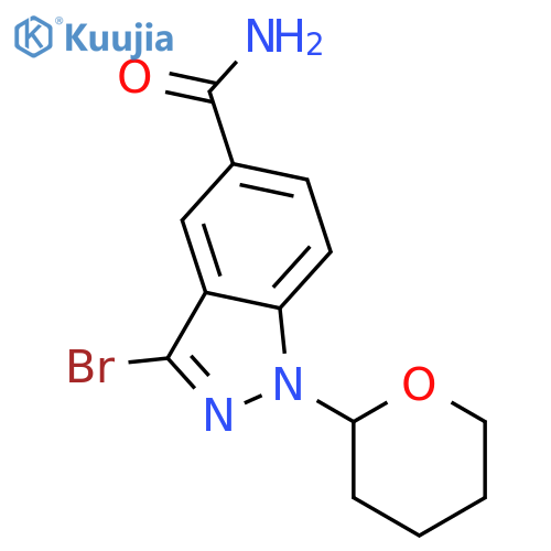 3-bromo-1-(oxan-2-yl)-1H-indazole-5-carboxamide structure