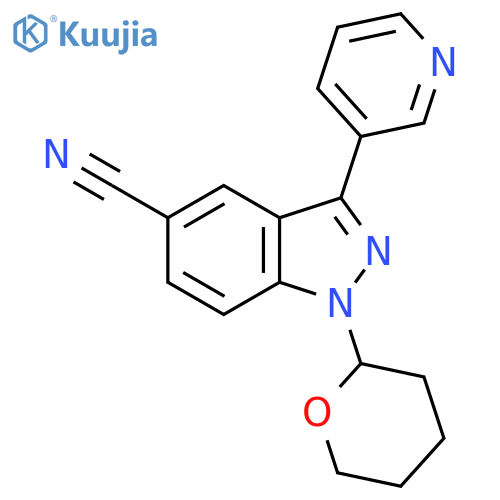 1H-Indazole-5-carbonitrile, 3-(3-pyridinyl)-1-(tetrahydro-2H-pyran-2-yl)- structure
