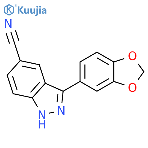 1H-Indazole-5-carbonitrile, 3-(1,3-benzodioxol-5-yl)- structure