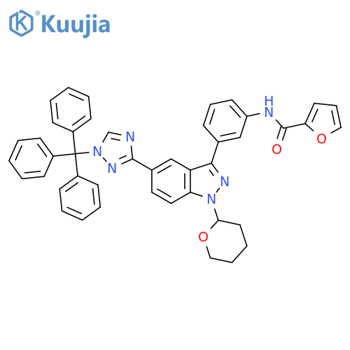 2-Furancarboxamide,N-[3-[1-(tetrahydro-2H-pyran-2-yl)-5-[1-(triphenylmethyl)-1H-1,2,4-triazol-3-yl]-1H-indazol-3-yl]phenyl]- structure