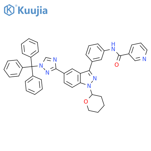 3-Pyridinecarboxamide,N-[3-[1-(tetrahydro-2H-pyran-2-yl)-5-[1-(triphenylmethyl)-1H-1,2,4-triazol-3-yl]-1H-indazol-3-yl]phenyl]- structure