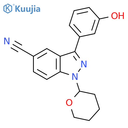 1H-Indazole-5-carbonitrile,3-(3-hydroxyphenyl)-1-(tetrahydro-2H-pyran-2-yl)- structure