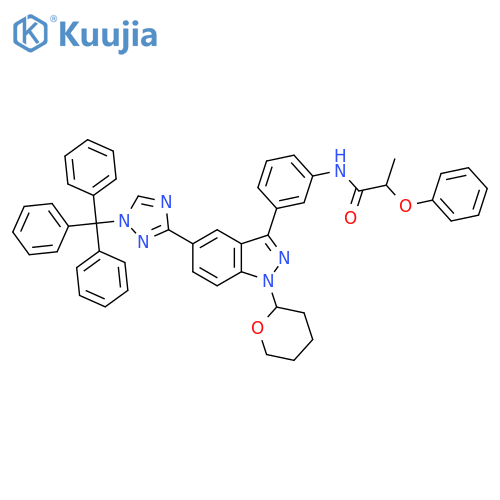 Propanamide,2-phenoxy-N-[3-[1-(tetrahydro-2H-pyran-2-yl)-5-[1-(triphenylmethyl)-1H-1,2,4-triazol-3-yl]-1H-indazol-3-yl]phenyl]- structure