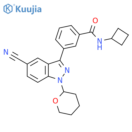 Benzamide,3-[5-cyano-1-(tetrahydro-2H-pyran-2-yl)-1H-indazol-3-yl]-N-cyclobutyl- structure