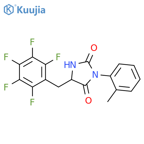 2,4-Imidazolidinedione,3-(2-methylphenyl)-5-[(pentafluorophenyl)methyl]- structure