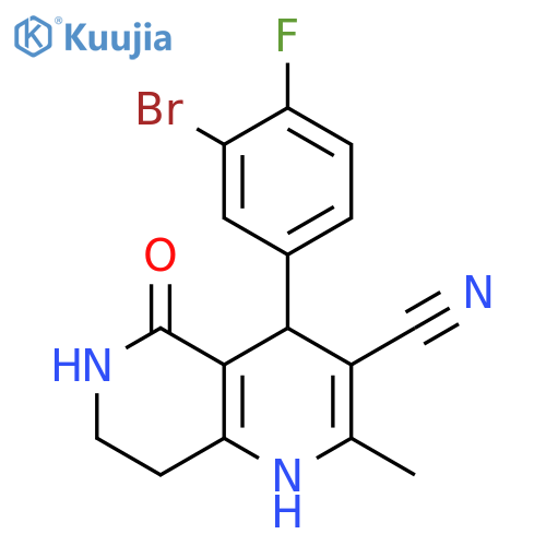 1,6-Naphthyridine-3-carbonitrile,4-(3-bromo-4-fluorophenyl)-1,4,5,6,7,8-hexahydro-2-methyl-5-oxo- structure