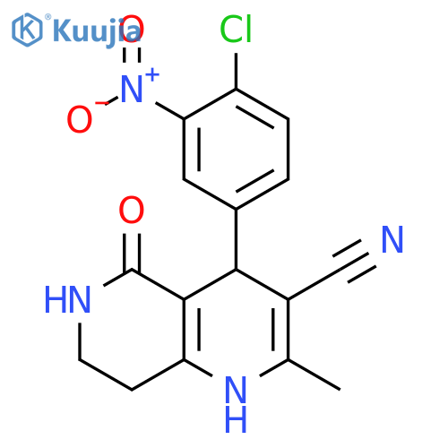 1,6-Naphthyridine-3-carbonitrile,4-(4-chloro-3-nitrophenyl)-1,4,5,6,7,8-hexahydro-2-methyl-5-oxo- structure
