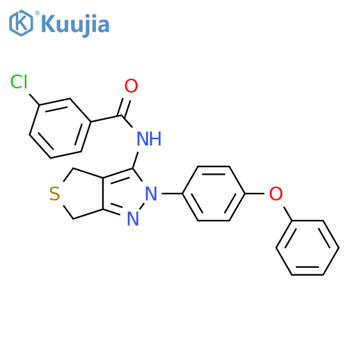 3-chloro-N-2-(4-phenoxyphenyl)-2H,4H,6H-thieno3,4-cpyrazol-3-ylbenzamide structure