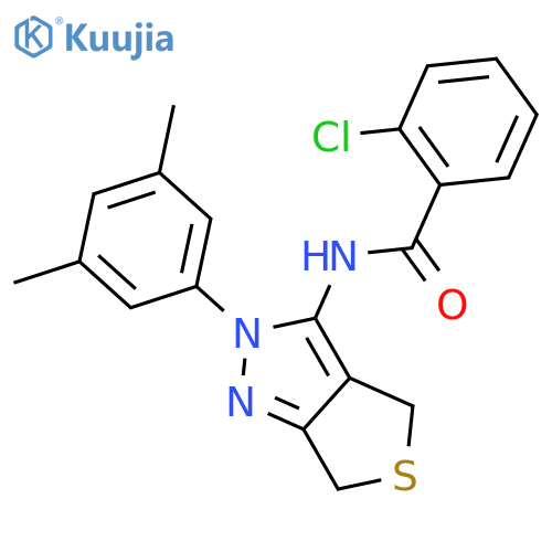 2-chloro-N-2-(3,5-dimethylphenyl)-2H,4H,6H-thieno3,4-cpyrazol-3-ylbenzamide structure
