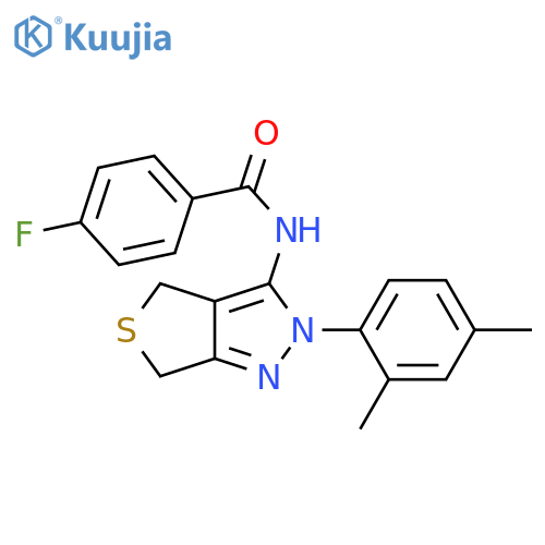 N-2-(2,4-dimethylphenyl)-2H,4H,6H-thieno3,4-cpyrazol-3-yl-4-fluorobenzamide structure
