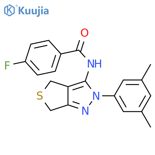 N-2-(3,5-dimethylphenyl)-2H,4H,6H-thieno3,4-cpyrazol-3-yl-4-fluorobenzamide structure