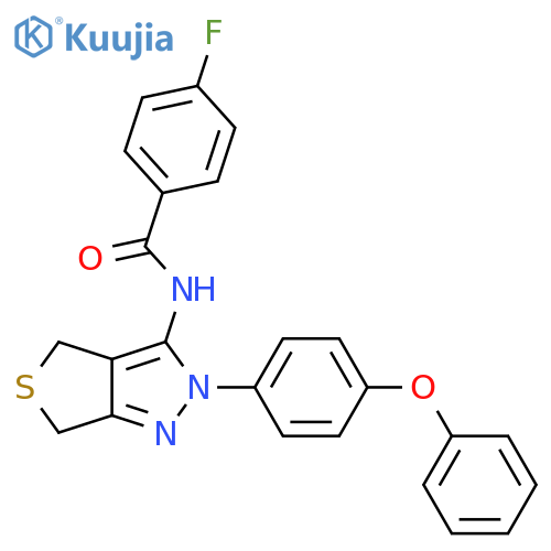 4-fluoro-N-2-(4-phenoxyphenyl)-2H,4H,6H-thieno3,4-cpyrazol-3-ylbenzamide structure