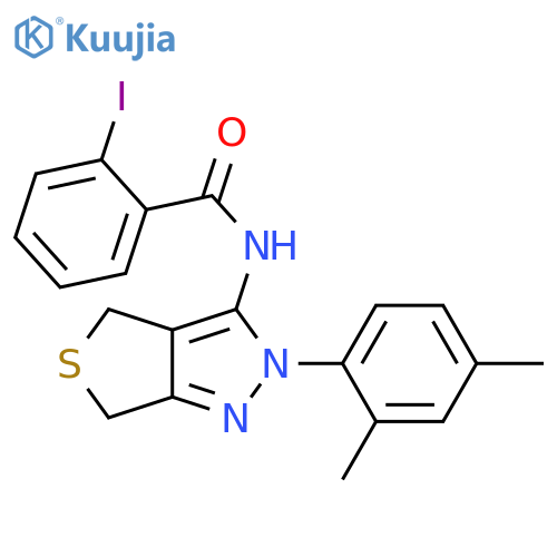 N-2-(2,4-dimethylphenyl)-2H,4H,6H-thieno3,4-cpyrazol-3-yl-2-iodobenzamide structure