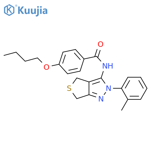 4-butoxy-N-2-(2-methylphenyl)-2H,4H,6H-thieno3,4-cpyrazol-3-ylbenzamide structure