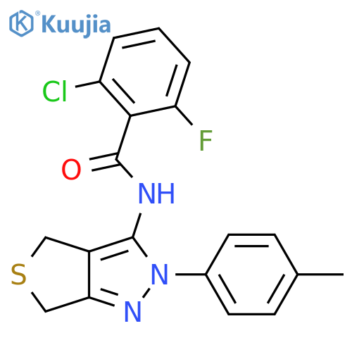 2-chloro-6-fluoro-N-2-(4-methylphenyl)-2H,4H,6H-thieno3,4-cpyrazol-3-ylbenzamide structure