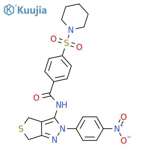 N-2-(4-nitrophenyl)-2H,4H,6H-thieno3,4-cpyrazol-3-yl-4-(piperidine-1-sulfonyl)benzamide structure