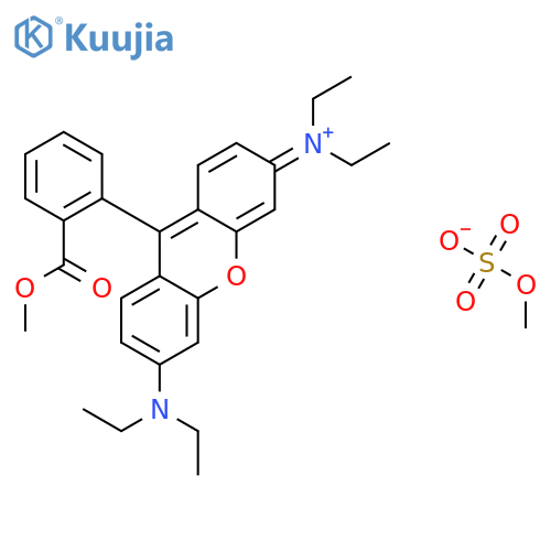 N-{6-(diethylamino)-9-[2-(methoxycarbonyl)phenyl]-3H-xanthen-3-ylidene}-N-ethylethanaminium methyl sulfate structure